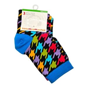 Little Miss Matched Neon and Black Socks Set of 3 Mismatched Socks Size 9-11 NWT